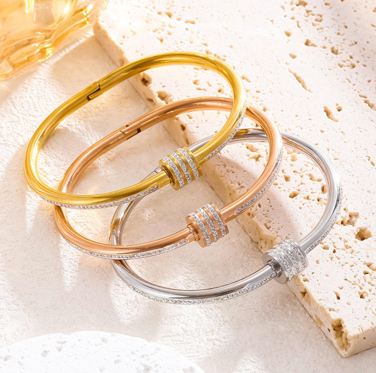 18K Gold-Plated Rotating CZ Bangle