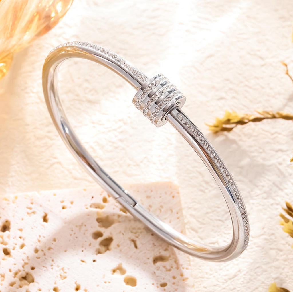 18K Gold-Plated Rotating CZ Bangle