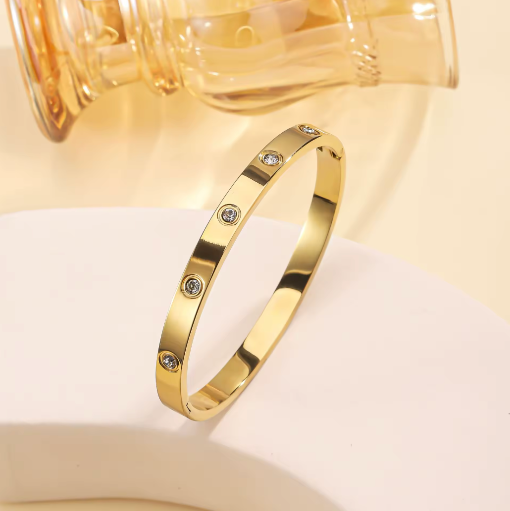 18K Gold-Plated Stainless Steel Bangle – Elegant Minimalist Bangle Jewelry
